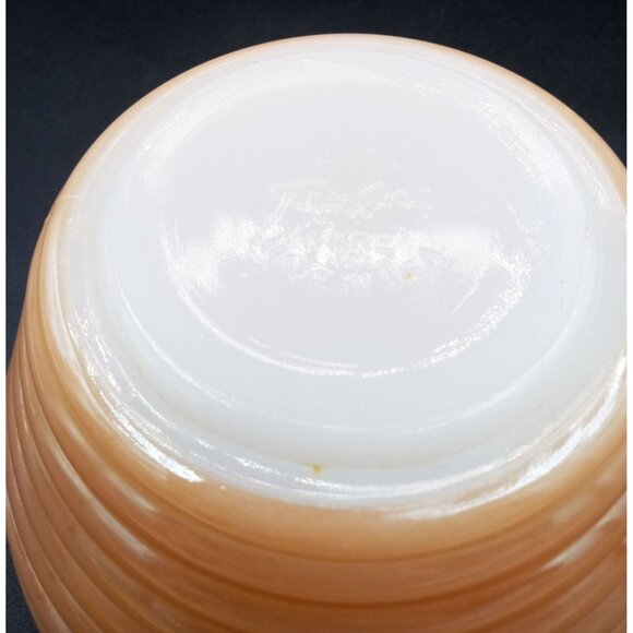 Fire-King Bowl Peach Luster Beehive Handled Oven Ware 19 Vintage 7" Midcentury - Picture 10 of 13